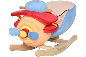 HOMCOM Jouet à Bascule modèle Avion Ceinture de sécurité Fonction Musicale 32 Pistes