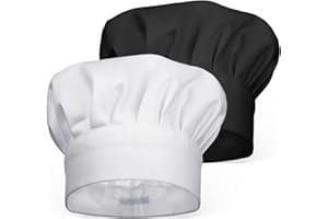 ZEYIYER Czapka kucharska, 2 sztuki, uniseks, czapka kucharska, czapka kucharska dla kobiet i mężczyzn, regulowana, bawełniana czapka kucharska, profesjonalna czapka kucharska, siatka na włosy do