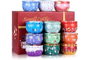 JOSPL Duftkerze Set 12 Stück, Weihnachtskerze Duftkerzen Geschenkset Für Frauen, Aromatherapie Kerzen Aroma Kerzen, Natürliches Sojawachs Kerze für Muttertag, Weihnachten,Geburtstag, Valentinstag, Bad Yoga