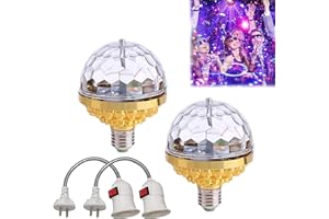 ZXCVB 2 Pack Colorful Rotating Magic Ball Light, 2022 New Colorful Magic Rotating Ball Light, LED Car Atmosphere Light Disco Ball Halloween Dance Party Stage Light (Gold, Lamp +Universal lamp Holder)