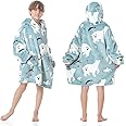MOKANI Oversized Blanket Hoodie Kids, Wearable Extra Long Blanket for Girls Boys, Super Soft Warm Sweatshirt With Pocket for Children Teens, Long Sleeves, Cute, Flannel