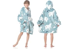 MOKANI Bluza z kapturem, dla dzieci, z rękawami, przenośna bluza z kapturem, super miękka, ciepła, wygodna bluza z kieszenią dla chłopców i dziewczynek