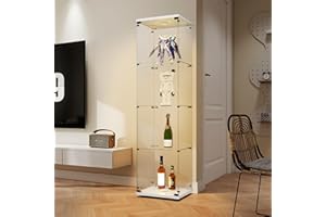 BLSYHDH - Vitrina de Cristal con LED, Armario para colección con 1 Puerta, 4 estantes, Transparente, gabinete, Vitrina, Cristal, Vitrina, estatuilla, gabinete, Vitrina, salón, Bar (4 Pisos,1 Puerta
