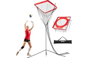 VEVOR Système de filet d'entraînement de volley-ball, 20,3 x 3,7 x 3,4 m, pratique de lancer/filet de 14, filet portable, installation facile pour intérieur et extérieur