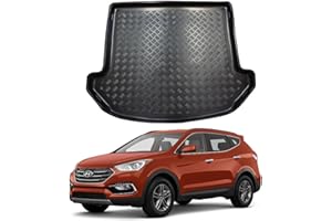 NOMAD Boot Liner for Hyundai Santa Fe 2012-2018 [7 Seats] Recyclable Non-Toxic Plastic (PE) Tailored Fit Car Floor Guard Tray Black Custom Fitted Accessory Dog Friendly Waterproof with Raised Edges