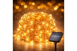 Gesto Solar Fairy Lights Outdoor Waterproof IP65, 200 LED Warm White Copper Wire String Lights with 8 Lighting Modes, Auto ON Off Dusk to Dawn, Garden, Patio, Fence, Party, Diwali Decoration (72 FT)