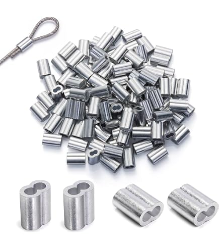Produktbild von YIXNSW 150 Aluminium-Presshülsen 3 Mm – Für Drahtseile, Kabel & Wäscheleinen, Silber