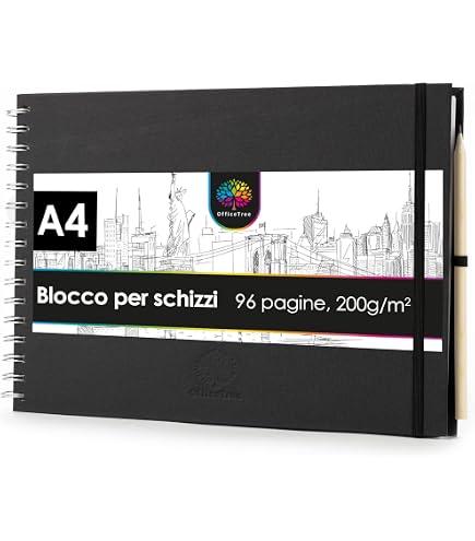 Daler Rowney A4 Ebano da Artista Quaderno Disegno - 54 Pagine - Paesaggio - Nero