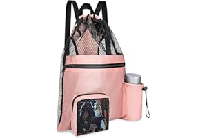 Sarsumir Swimming Bag Mesh Drawstring Gym Swim Bag with Dry Wet Bag Swimming Backpack for Adults Men Women Swimming Gym Beach Sport