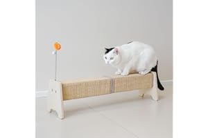 PETKARAY Poste rascador Horizontal de sisal de 30", rascador Grande con Juguete de Resorte para Proteger Muebles de Gatitos de Interior