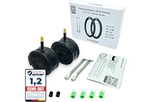 AVVS TECH Chambre à air 16x1.75 pour vélo Enfant/remorque, Valve Auto 32 mm, avec 2 leviers de Montage (2 pcs), Compatible Roues 16 Pouces, Poussette Trois Roues