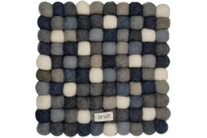 Grült Home Pot Coasters - Felt Coasters for Pots, Pans and Cups, Hand-Felted in Nepal, Heat Resistant Protects Tables in the Kitchen, Decorative Gift (Grey, Square 20 cm)