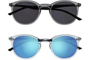 OPULIZE Met 2 Pack Large Mens Womens Grey Clear Black Arms Reading Sunglasses UV400 SS60-7C +1.50