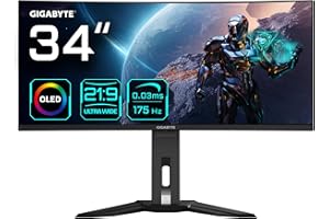 Gigabyte Moniteur de jeu courbé OLED WQHD MO34WQC 34” - 3440x1440(WQHD), 175Hz, 0.03ms, KVM, 250 cd/m2, FreeSync