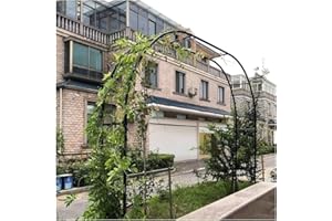 SEVSO Large Metal Garden Arch for Climbing Plant Wide 1.4M 1.8M 2.4M 3M 3.5M Sturdy Durable Rose Archway Weather-Resistant Iron Tubular Pergola Trellis,Black,W1.8M*H2.2M
