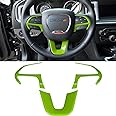 E-cowlboy Steering Wheel Cover Trim Interior Accessories Decoration Kit for 2015-2021 Dodge Challenger Charger, for 2014-2021 Dodge Durango & Jeep Grand Cherokee SRT8 (Green 3PCS)