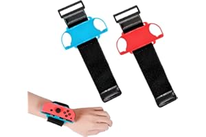 TUKEVA 2 Piezas Muñequeras para Just Dance Correas de Muñeca para Switch Dos Cómodas Correas De Baile Elásticas Ajustables Bandas de Muñeca Compatible con Just Dance para Adultos Rojo Y Azul