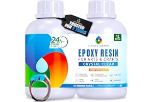 Craft Resin 1L Epoxidharz Set - Transparent Epoxid Harz, Harz Gießen & Härter für Kunstwerke Gießharz, DIY, Holz, Untersetzer & Gießformen, Lebensmittelsicheres - Hitze- & UV-Beständig