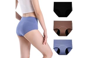INNERSY Culotte Menstruelle Absorbante Femme Coton Taille Haute Slip Post Accouchement Lot de 3 (Doit être utilisé avec des tampons)