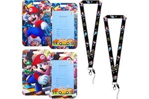 SIDESEA Porta Tarjetas Identificativas, 2 Piezas Funda Tarjeta Identificación Portatarjetas Colgante Card Holder Tarjetero Colgante Plastico Diseño de Dibujos Animados Adultos Niños