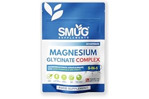 Magnesium Glycinate Complex British Made 5-in-1 by SMUG Supplements - 60 Capsules - Advanced Blend Combining Magnesium Glycinate, Citrate and Malate. with Added Vitamin B6 and Zinc.
