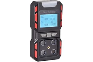 Scondaor Upgrade New Model Portable Voice Type Multi Gas Detectors, Handheld Air Quality 4 Gas Monitor with Large Digital LCD Display, Rechargeable Lithium Battery Powered（Black）