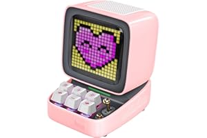 Divoom Wireless Bluetooth Speakers with DIY Pixel Art Screen and Alarms, Ditoo Retro Portable Creative Bluetooth Speaker with Cool RGB Lights Keyboard for PC Desktop Deco, Cute Girls University Gift