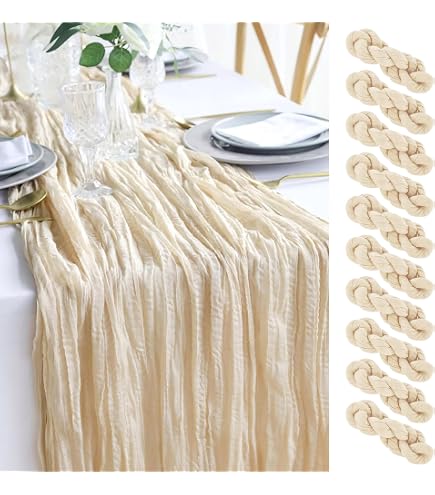 Tischläufer Seihtuch 300 Cm Seihtuch-Tischläufer – 6 Stück – 300 Cm – Boho Käsetuch – Braun – Rustikal – Für Hochzeit, Party & Deko