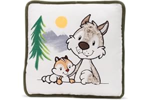 Nici Wolf Winny & Chipmunk Jojo 25x25 Cm Cushion Green