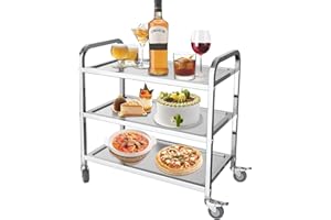 MOOTACO Chariot de Service INOX Service desserte de Cuisine INOX 3 étagères 4 Tailles de Restaurant (95 * 50 * 95cm)