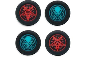 Playrealm Doux Caoutchouc Silicone Texture Impression de Pouce Poignée Couverture Thumb Grip x 4 pour PS5, PS4, Xbox Series X/S, Xbox One, Switch Pro Manette (Pack Indicible)