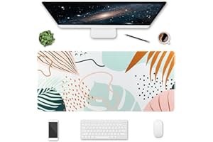 HAOCOO Desk Mat Large Mouse Mat XXL Gaming Mouse Pad Anti-slip Desk Protector Keyboard Pad Computer Accessories for Office Home Work (Tropical Plants, 90 * 40CM)