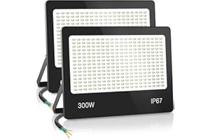 HAPYLUMI Focos LED Exterior 300W 2PCS, 30000LM Proyector Potente, 6500K Blanco Frío IP67 Impermeable Iluminación de Exterior Para Jardín, Terraza, Patio, Garaje