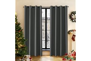 ‎YSTYLE Ystyle Gardinen 2er Set, Thermovorhang Kälteschutz, Outdoor Vorhang Wetterfest Mit Ösen, Verdunkelungsvorhang, Vorhänge Blickdicht, Curtains Wohnzimmer, Thermovorhang Hitzeschutz, Grau