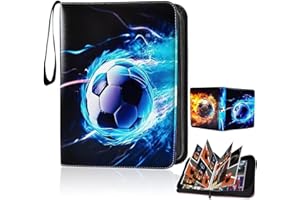 OUOQI Sammelkarten Album Fussball,Fußballsammelalbum karten,50 Seiten, Kapazität für 400 Karten,Sammelalbum Fußball Karten,Fußball Karten Kapazität,Fußball Karten Ordner sammelheft