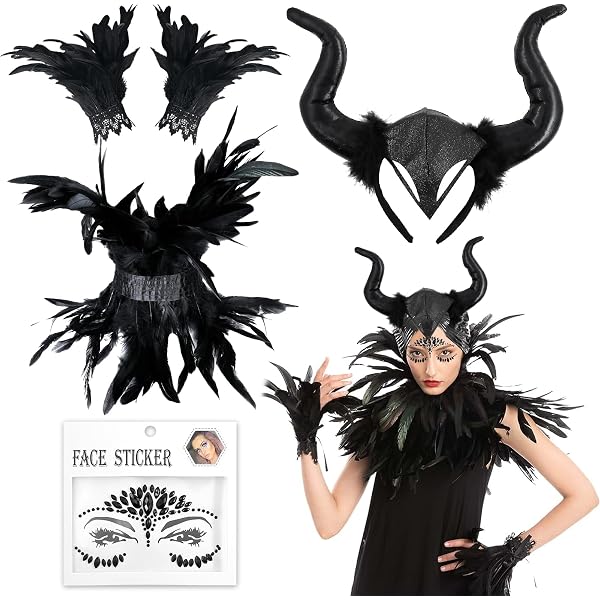 Mantello Gotico Con Piume Costume Da Donna Con Collo A Piuma, Colore Nero Con Polsini A Piuma, Costume Da Maleficent, Da Donna, Gotico, A Forma Di Pavone Per Halloween, Carnevale, Costume Da Mantello Gotico Con Piume Costume Da Donna Con Collo A Piuma, Colore Nero Con Polsini A Piuma, Costume Da Maleficent, Da Donna, Gotico, A Forma Di Pavone Per Halloween, Carnevale, Costume Da