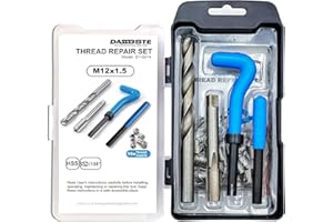 DASBSTE Thread Repair Set, Thread Repair Tools with M5 M6 M8 M10 M12 M14 to Choose From, for Aluminium, Plastic & Metal (M12 x 1.5)