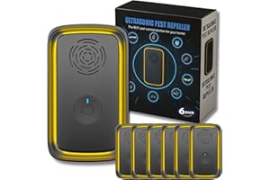 FEARLEFT Ultrasonic Pest Repeller 6 Pack, Next-Gen Bionic Tech, 4 Modes, Humane Indoor Pest Control For Mouse, Rat, Mice, Spider, Mosquitos, Cockroaches, Plug & Play, Wide Coverage, Harmless to Pets & Humans