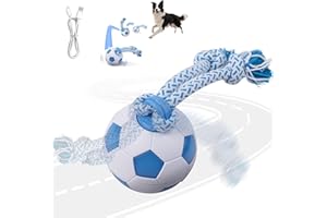pet prime Interactive Dog Ball, Moving Dog Ball 3.15 in USB Rechargeable, Activated Smart Dog Toys for Boredom with Rope, Interactive Dog Toys with LED Lights Dogs - Blue