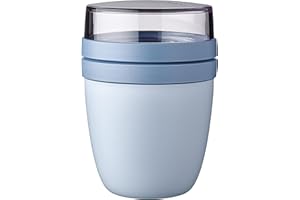 Mepal Overnight Słoik na Owsiankę, Praktyczny Kubek na Jogurt i Musli, Oddzielne Przegródki, Nadaje Się do Zamrażarki, Kuchenki Mikrofalowej i Zmywarki, 500 Ml + 200 Ml, Niebieski (Nordic Blue)