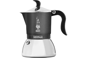 Bialetti Fiammetta Cafetera de inducción, 4 tazas (150 ml), Apta para todos los fuegos, Diseño elegante, Gris