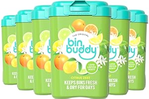 Bin Buddy Fresh Citrus, 450g, Pack of 6, Bin Freshener Deodoriser Powder, Leaves Your Bin Smelling Great, Suitable for Indoor and Outdoor Bins