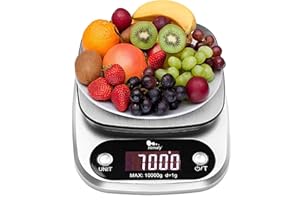 HIMALY 10kg Digital Kitchen Scale Tare Function & Auto Off Premium Stainless Steel for Multifunctional Cooking Food Scale with Backlit LCD Display Premium Food Weight Kitchen Scales Built-in Battery, Sliver