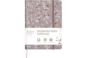 Rileys & Co. Terrazzo Elegance Password Book | Alphabetical Tabs, Password Organizer, Secure Internet & Website Login Keeper, Username Storage | Stylish and Durable (Pink, 20.3 x 15.2 cm)