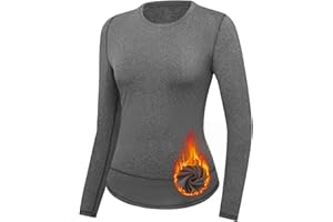 Gyabnw T-Shirt Thermique Femme Col Rond Chauds sous Vetement Thermique Coton Manches Longues Haut sous Vêtements Pull T-Shirt Hiver Automne