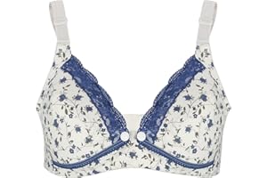 SPACNANA Biustonosz do Karmienia piersią Pre Opening Bawełniany Biustonosz do Karmienia piersią dla Karmiących Kobiet w Ciąży (niebieskie jabłuszko)