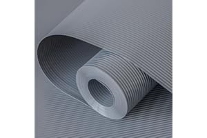 Hersvin 60cmx500cm Plastico Protector para Cocina Cajones, Alfombras Non Adhesivo para Nevera Mueble Fregadero Estante Organizador Cubiertos EVA Cubre Encimera (Gris Oscuro/Rayas)