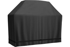 ZHSX BBQ Grill Cover, Heavy Duty Gas Barbecue Cover Waterproof, Barbecue Cover with Adjustable Straps for Weber,Genesis, Charbroil, 148L x 65W x 115H cm, Black