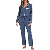 Vlazom Pyjamas Set for Women, Soft Two Pieces Pjs Sets Long Sleeve Button Down Tops and Pants Sleepwear Loungewear with Pocke