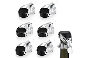 Gimars 6 Tappi per Bottiglie Vino Spumante,Tappi in Acciaio Inossidabile Tappo Professionale Riutilizzabile da Vino,Tappi Ermetici per Sigillare Bottiglie di Vini Frizzanti Champagne Prosecco